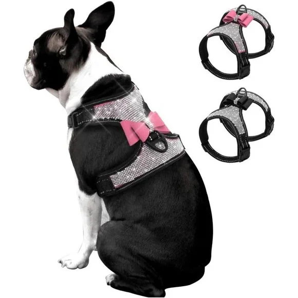 NEW Sparkling Bling Swarovski Crystal Rhinestone Pet Dog Fleece Harness … - Picture 2 of 13